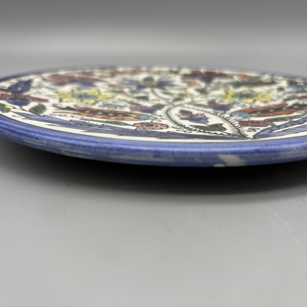 Hand-Painted Floral Décor, 8.5" Diameter Plate Vintage Wall Plate Colorful - Picture 2 of 5